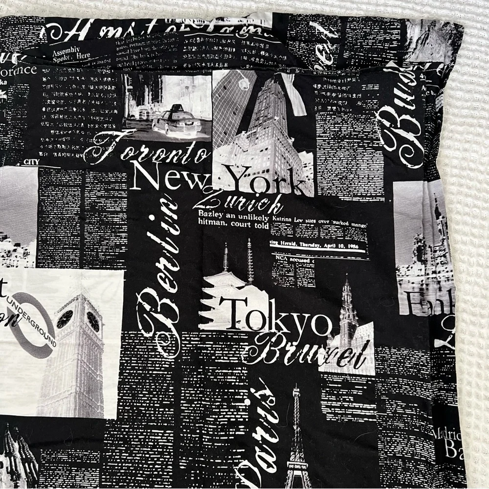 Passport Travel-Themed Black and White Pillowcase